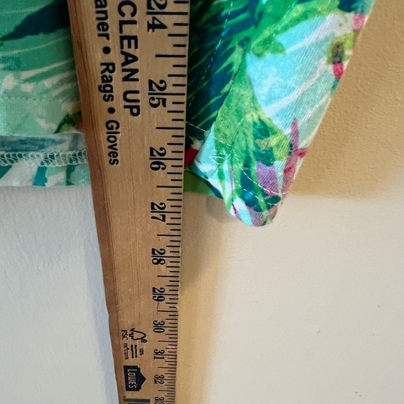 Caribbean Joe Green and Pink Leaf Print Long Sleeve Top Size 1X - Picture 4 of 5